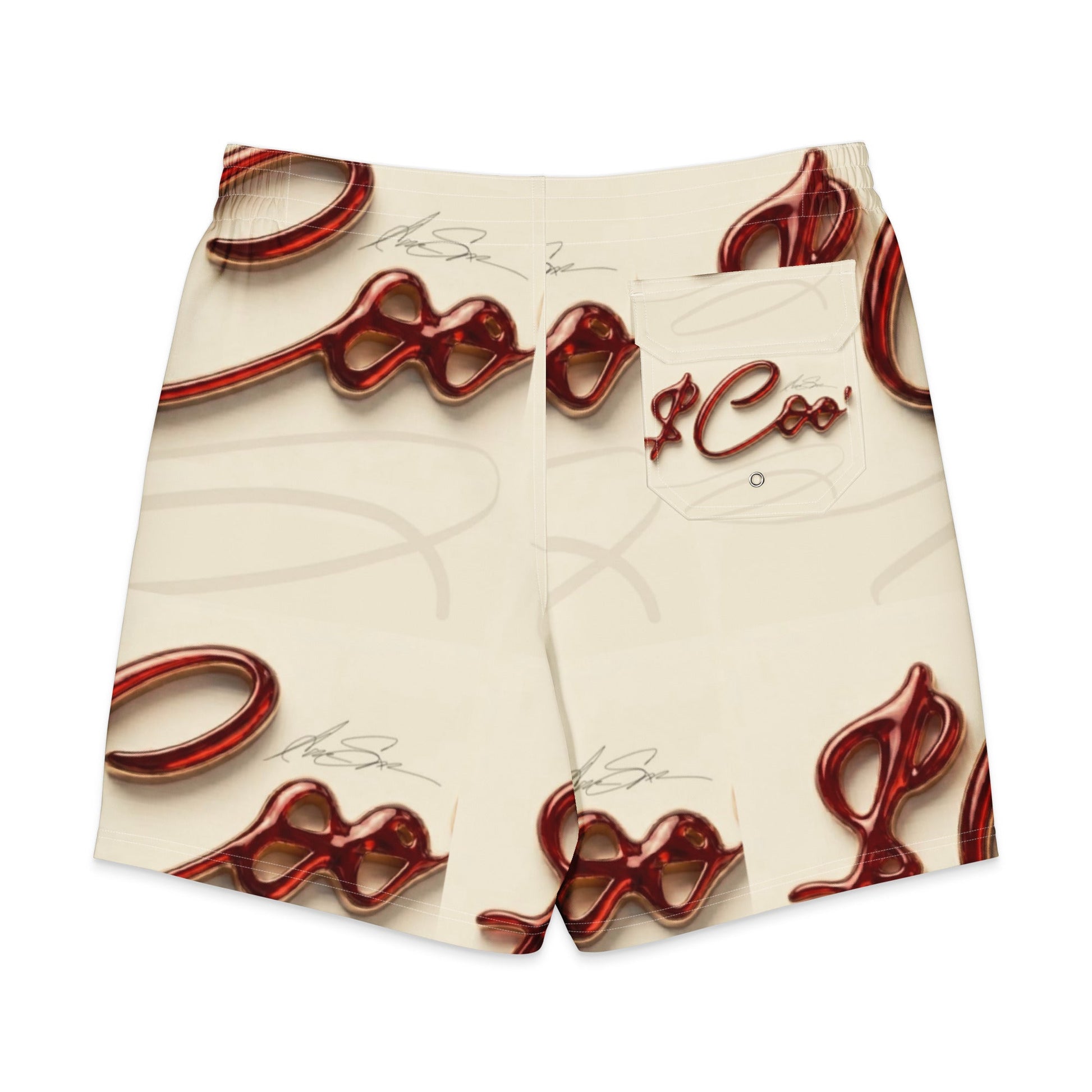 Money Coo Men's All-Over Red Print Board ShortsApparelMade In Galveston