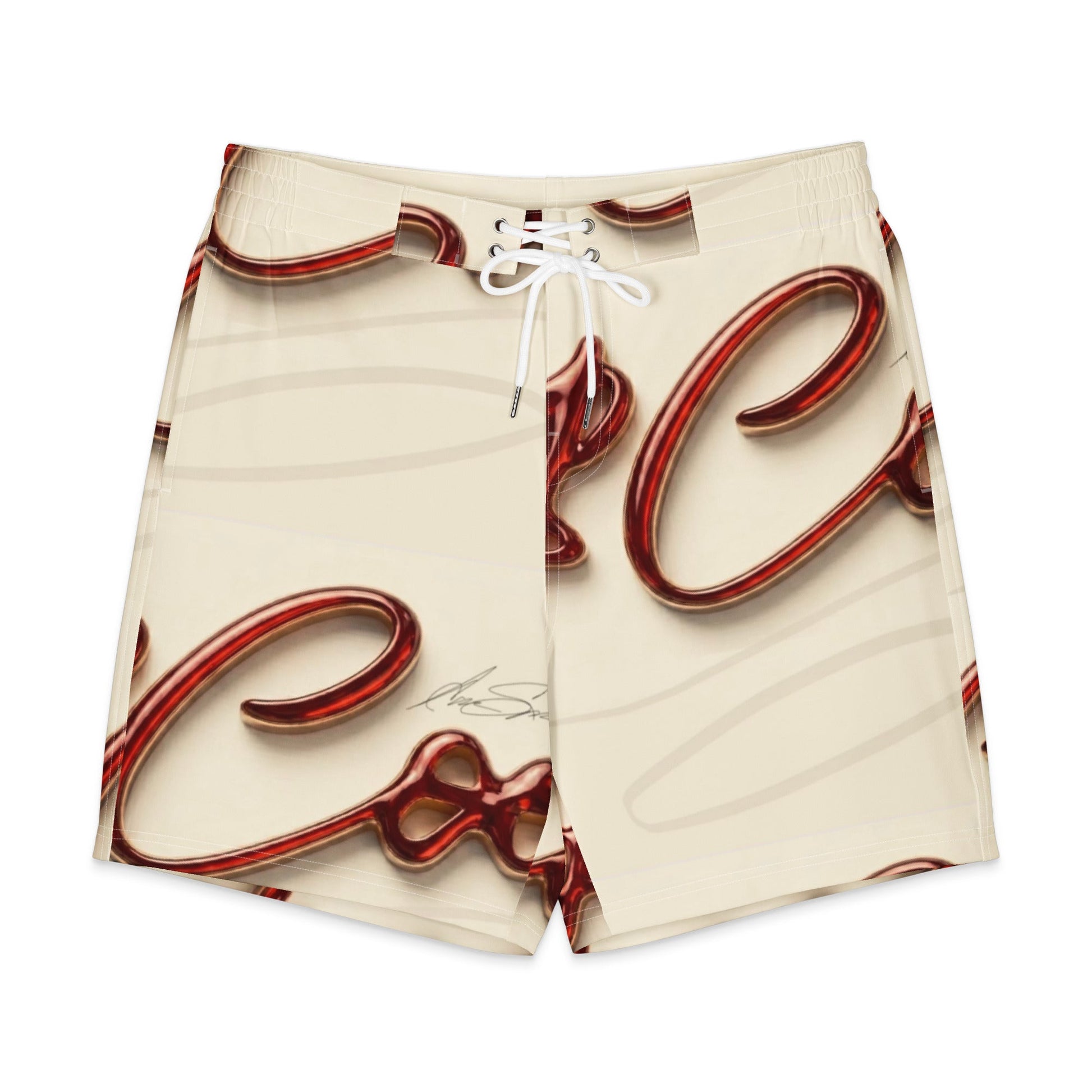 Money Coo Men's All-Over Red Print Board ShortsApparelMade In Galveston