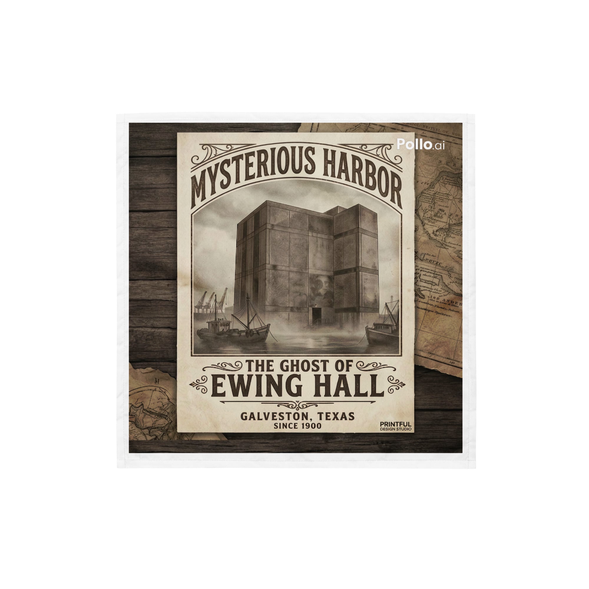 Phantom Face of Ewing Hall Halloween All-over print bandana - Made In Galveston