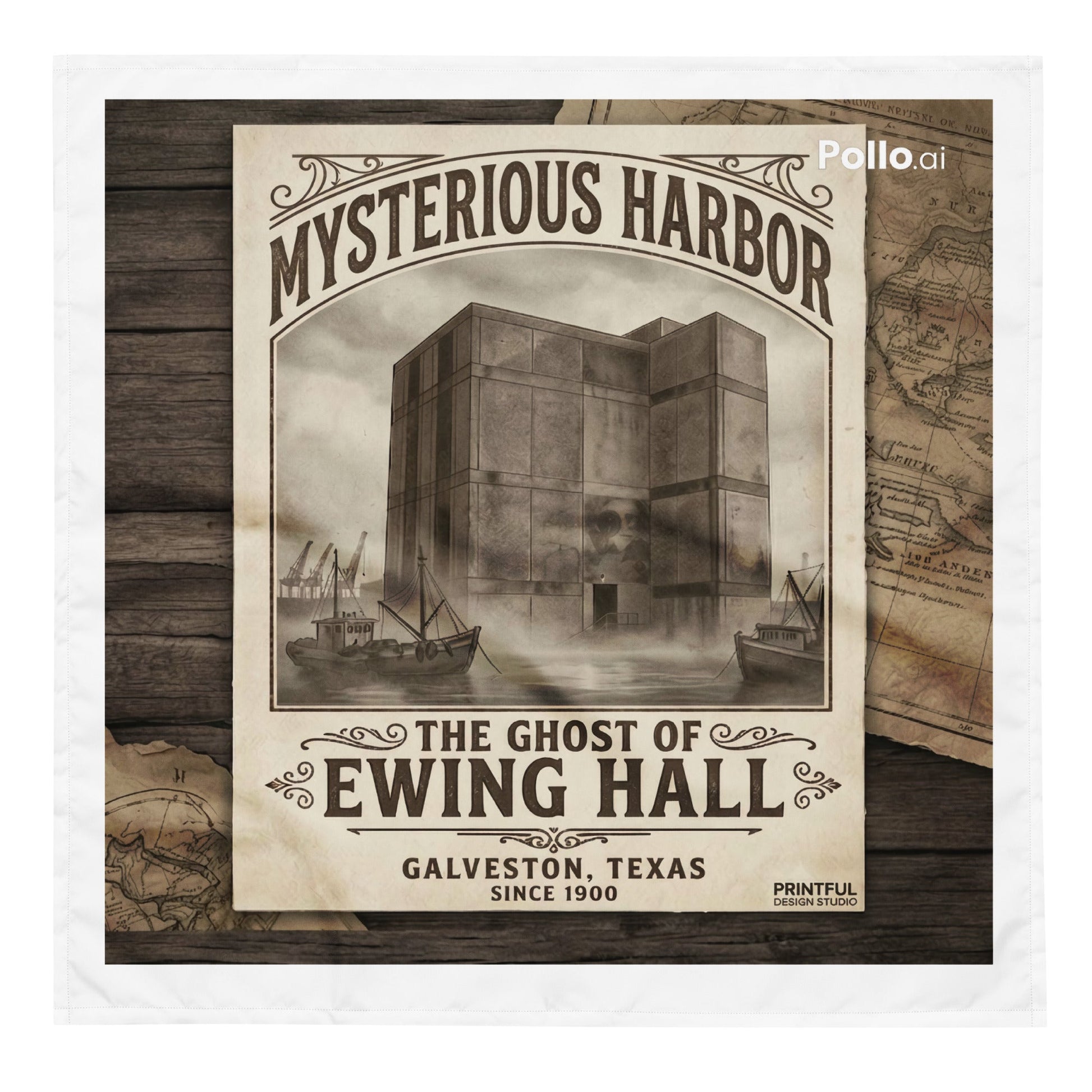 Phantom Face of Ewing Hall Halloween All-over print bandanaAccessoriesMade In Galveston