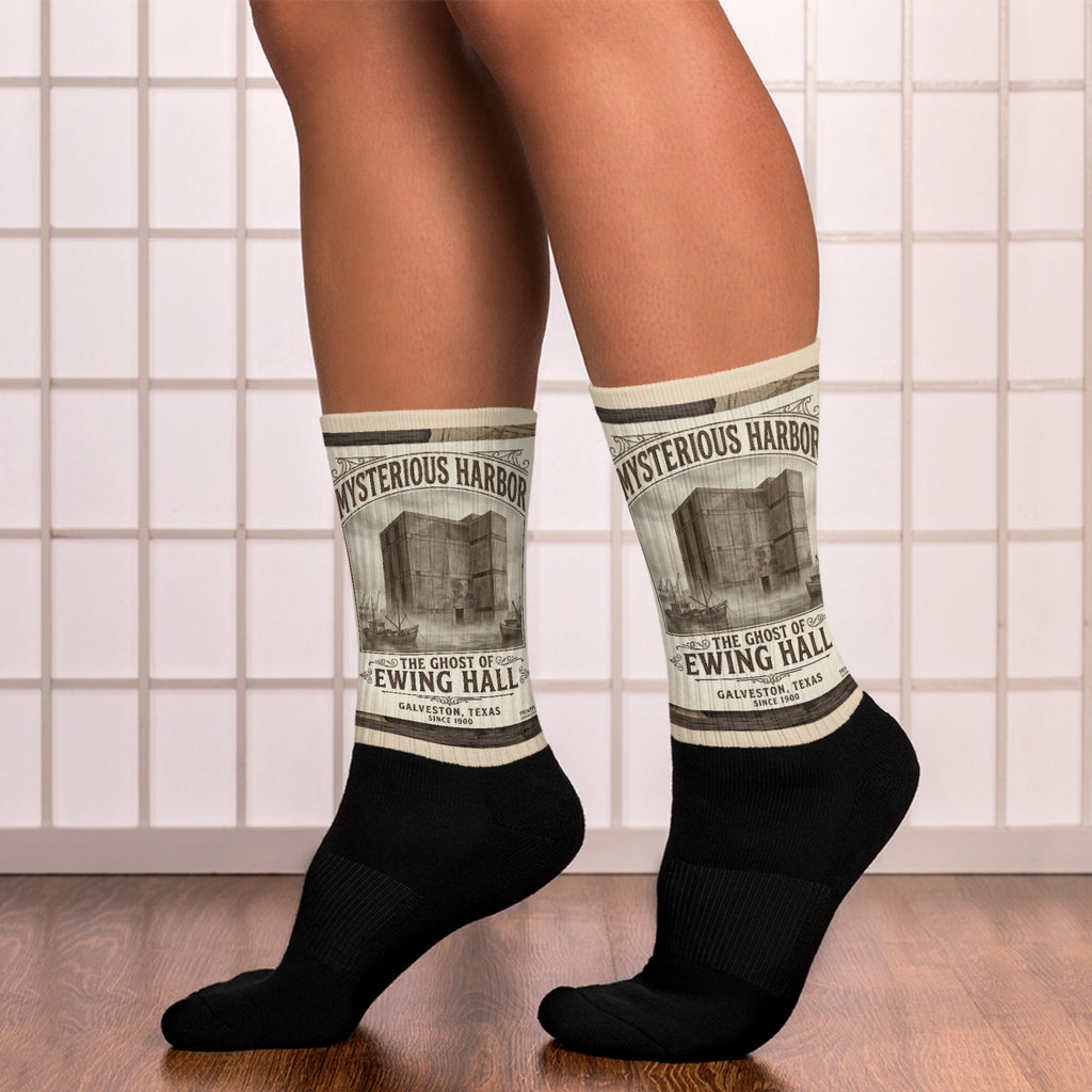 Phantom Face of Ewing Hall Halloween Socks - Made In Galveston