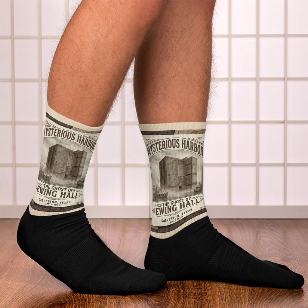 Phantom Face of Ewing Hall Halloween Socks - Made In Galveston