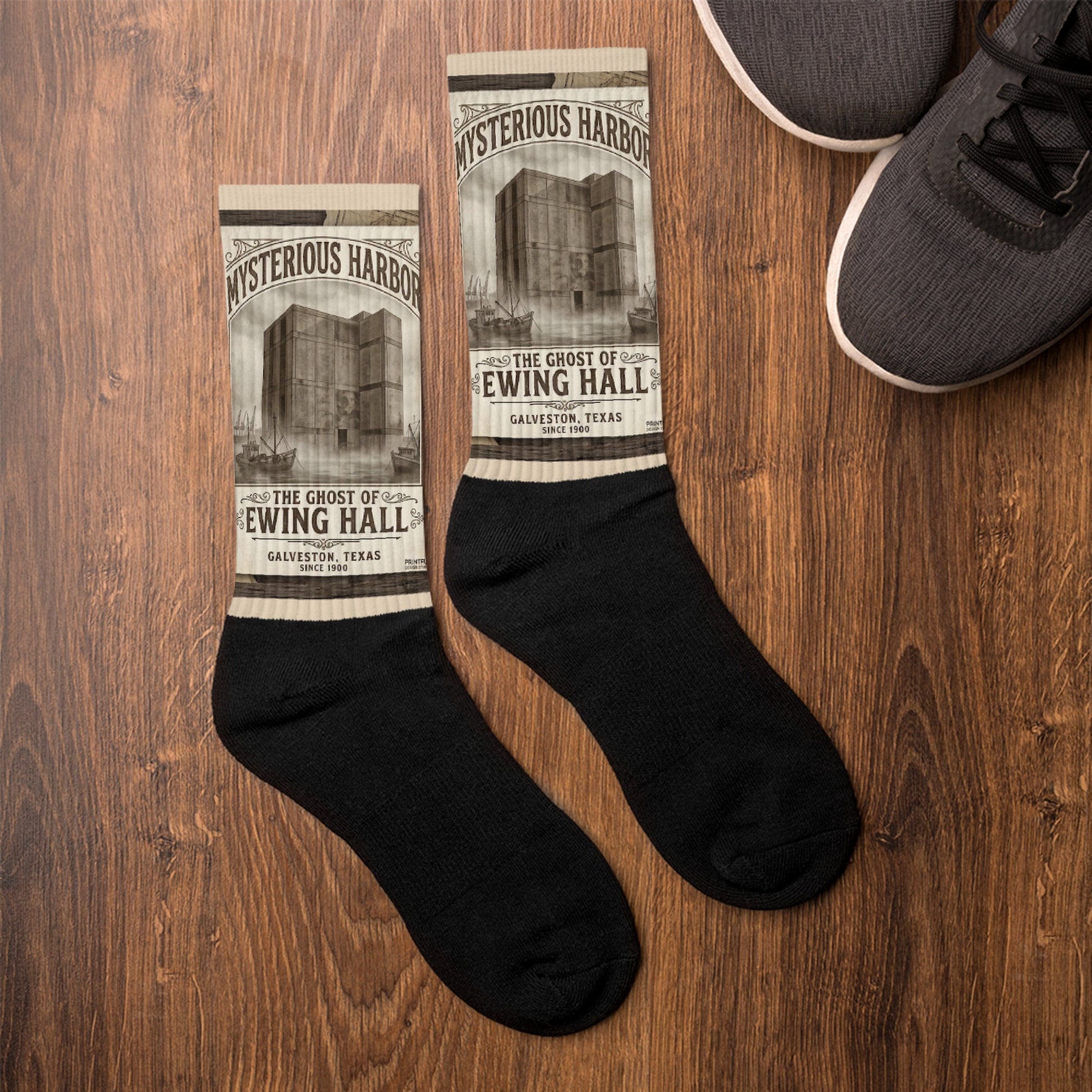 Phantom Face of Ewing Hall Halloween SocksSUBLIMATIONMade In Galveston